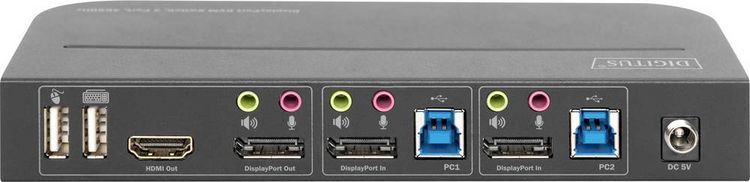 Produktbild: Digitus DS-12850 2+2 Port KVM-Umschalter DisplayPort&reg;, HDMI Fernbedienung, Tastatur 3840 x 2160 Pixel