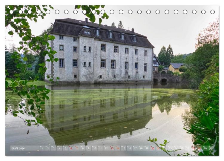 Produktbild: Burgen, Schl&ouml;sser, Herrenh&auml;user im Bergischen Land (Tischkalender 2026 DIN A5 quer), CALVENDO Monatskalender