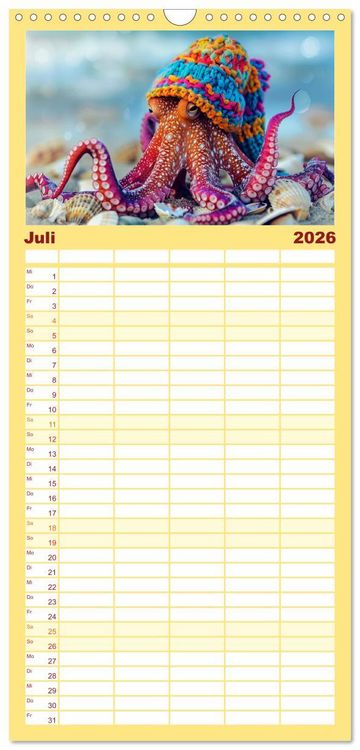 Produktbild: Familienplaner 2026 - Tintenfisch Fashion. Coole Models zeigen die Trends mit 5 Spalten (Wandkalender, 21 x 45 cm) CALVENDO