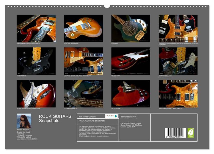 Produktbild: ROCK GUITARS Snapshots (High Quality Premium Wall Calendar 2026 DIN A2 landscape),CALVENDO 12 Month Wall Calendar