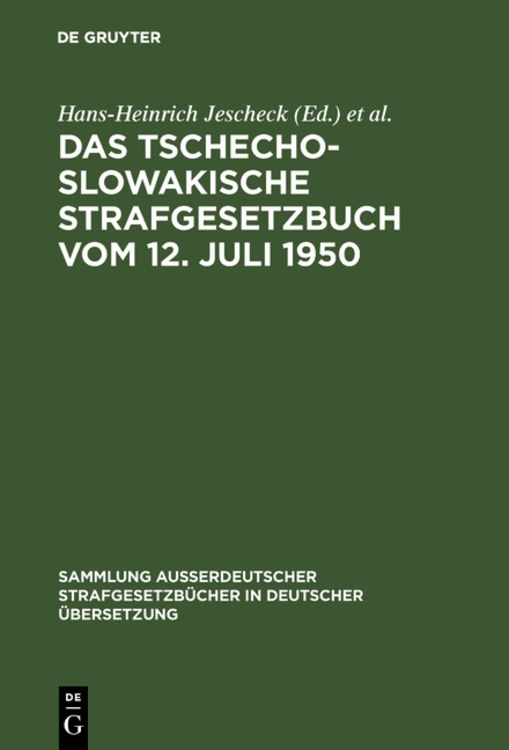 Produktbild: Das Tschechoslowakische Strafgesetzbuch vom 12. Juli 1950