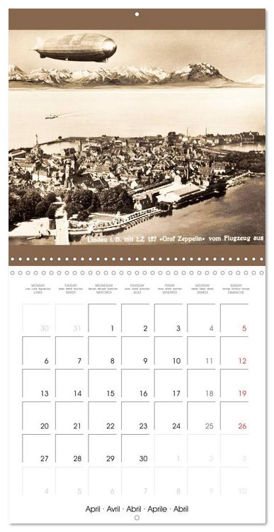 Produktbild: Airships &ndash; Zeppelins on historic postcards (Wall Calendar 2026 12 &times; 12 Inch) CALVENDO 12 Month Wall Calendar