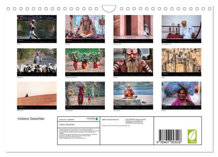 Produktbild: Indiens Gesichter (Wandkalender 2026 DIN A4 quer), CALVENDO Monatskalender