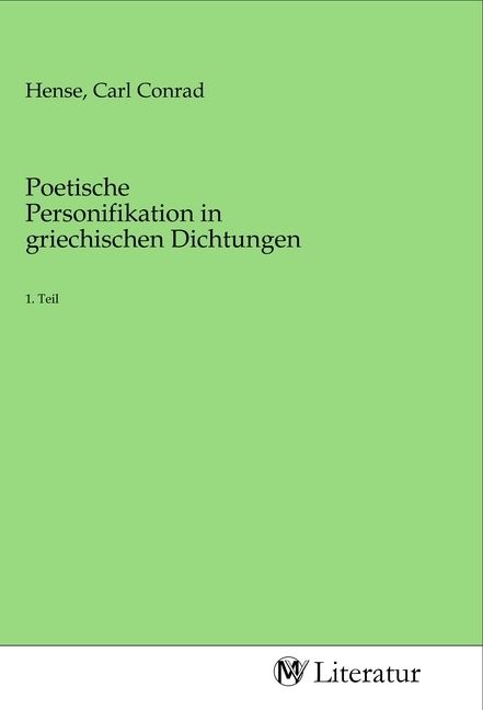 Produktbild: Poetische Personifikation in griechischen Dichtungen