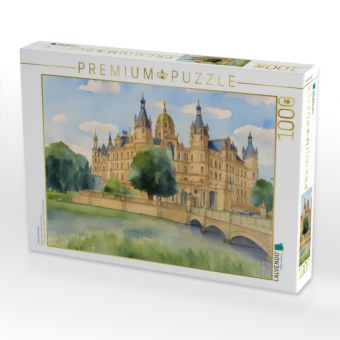 Produktbild: CALVENDO Puzzle Schloss Schwerin | 1000 Teile Lege-Gr&ouml;&szlig;e 64x48cm Foto-Puzzle f&uuml;r gl&uuml;ckliche Stunden