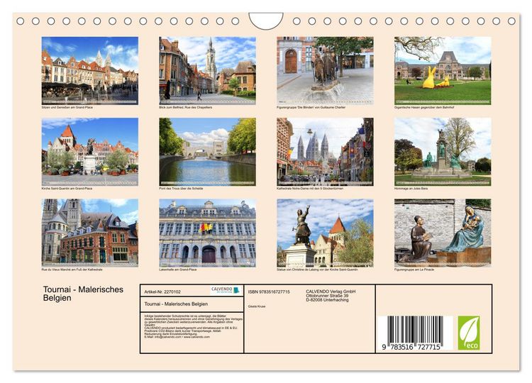 Produktbild: Tournai - Malerisches Belgien (Wandkalender 2026 DIN A4 quer), CALVENDO Monatskalender