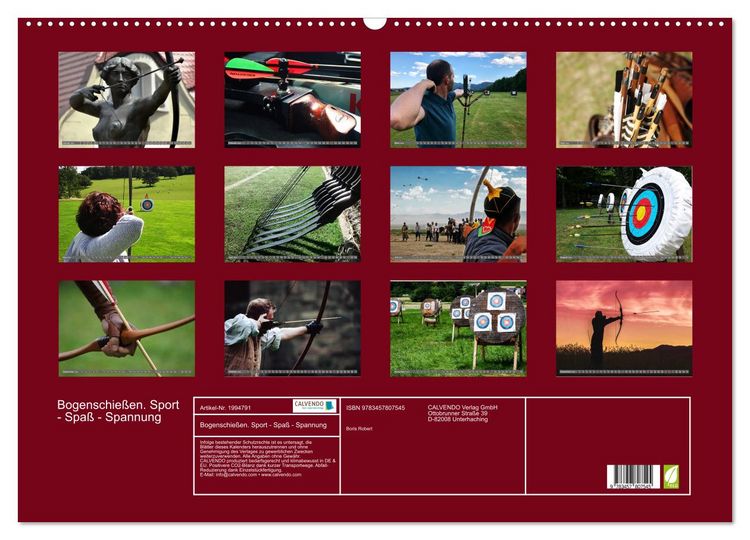 Produktbild: Bogenschie&szlig;en. Sport - Spa&szlig; - Spannung (Wandkalender 2026 DIN A2 quer), CALVENDO Monatskalender