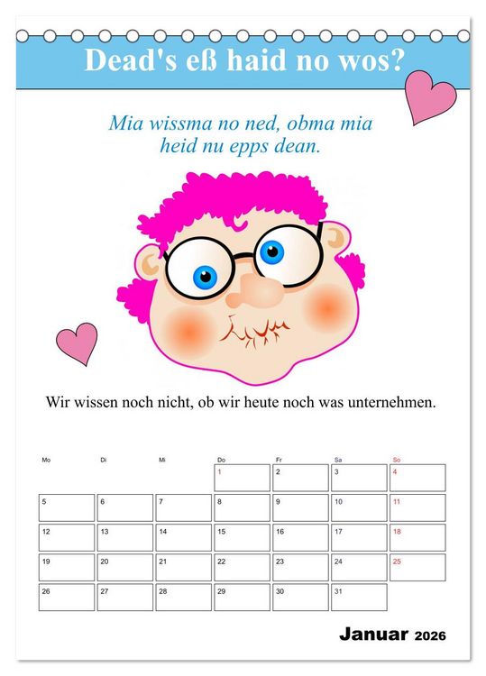 Produktbild: So a Schmarrn! Bairische Mundart (Tischkalender 2026 DIN A5 hoch), CALVENDO Monatskalender