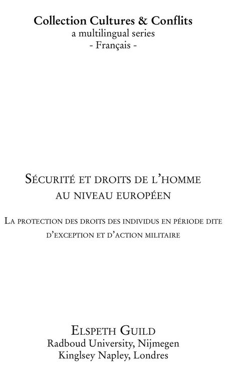 Produktbild: Securite et droits de l'homme au niveau europeen - la protec
