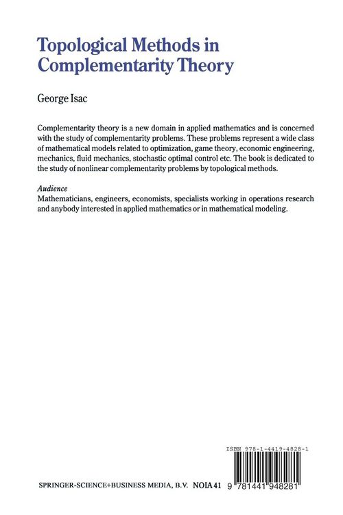 Produktbild: Topological Methods in Complementarity Theory