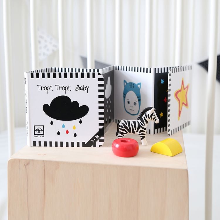 Produktbild: Tropf, Tropf, Baby: Kontrastreiches Faltbuch f&uuml;r Babys &middot; Kontrastbuch angepasst an Babyaugen &middot; Schwarz Wei&szlig; Prim&auml;rfarben Buch f&uuml;r Neugeborene &middot; Mein erstes Bilderbuch &middot; Montessori Buch