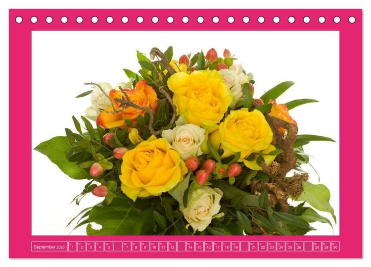 Produktbild: F&uuml;r jeden Monat ein Dankesch&ouml;n an Dich! - 12 Blumenstr&auml;u&szlig;e (Tischkalender 2026 DIN A5 quer), CALVENDO Monatskalender
