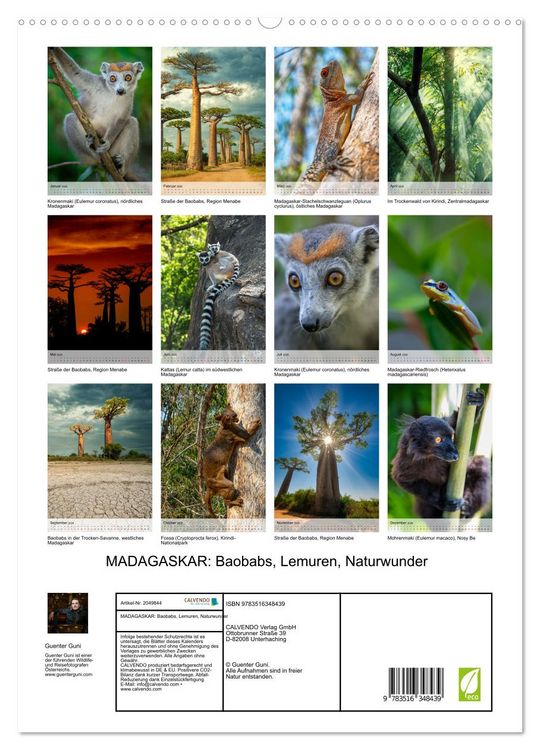 Produktbild: MADAGASKAR: Baobabs, Lemuren, Naturwunder (hochwertiger Premium Wandkalender 2026 DIN A2 hoch), Kunstdruck in Hochglanz