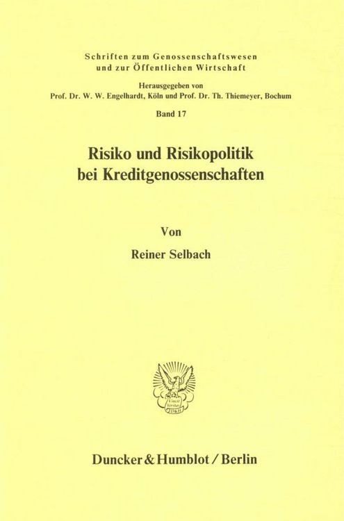 Produktbild: Risiko und Risikopolitik bei Kreditgenossenschaften.