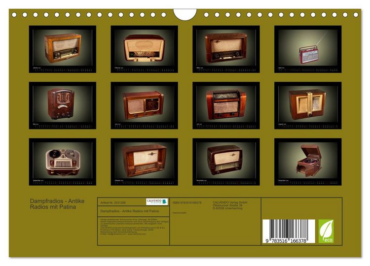 Produktbild: Dampfradios - Antike Radios mit Patina (Wandkalender 2026 DIN A4 quer), CALVENDO Monatskalender