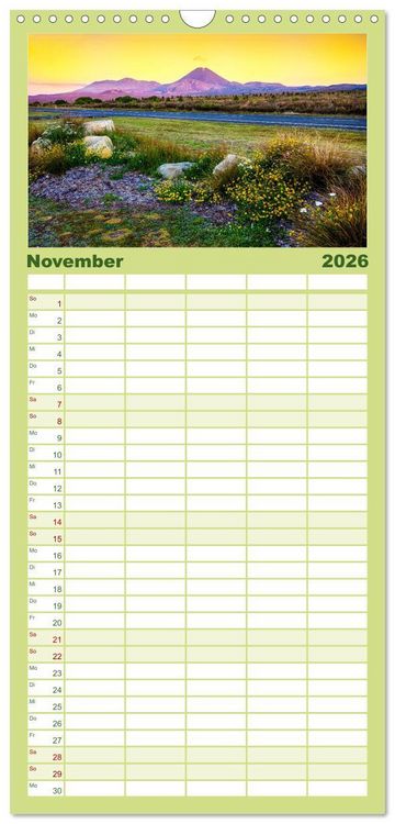 Produktbild: Familienplaner 2026 - Neuseeland - Die sch&ouml;nsten Orte am anderen Ende der Welt mit 5 Spalten (Wandkalender, 21 x 45 cm) CALVENDO