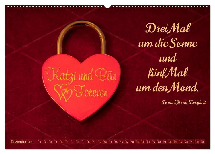 Produktbild: Liebesschl&ouml;sser, Ich liebe Dich (Wandkalender 2026 DIN A2 quer), CALVENDO Monatskalender