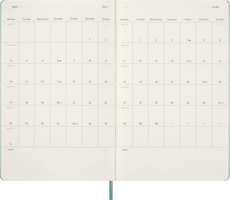 Produktbild: Moleskine 12 Monate Wochen Notizkal. 27 A5 Geb Gr&uuml;n