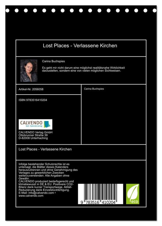 Produktbild: Lost Places - Verlassene Kirchen (Tischkalender 2026 DIN A5 hoch), CALVENDO Monatskalender
