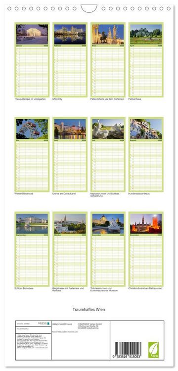 Produktbild: Familienplaner 2026 - Traumhaftes Wien mit 5 Spalten (Wandkalender, 21 x 45 cm) CALVENDO