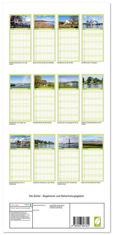 Produktbild: Familienplaner 2026 - Die Schlei - Segelrevier und Naherholungsgebiet mit 5 Spalten (Wandkalender, 21 x 45 cm) CALVENDO