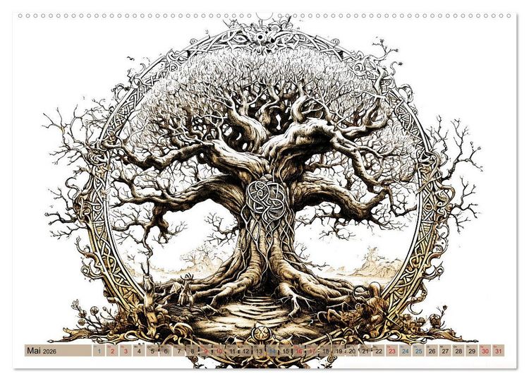 Produktbild: G&ouml;tter der Wikinger - Skizzen zur Welt der Nordischen Mythologie (hochwertiger Premium Wandkalender 2026 DIN A2 quer), Kunstdruck in Hochglanz