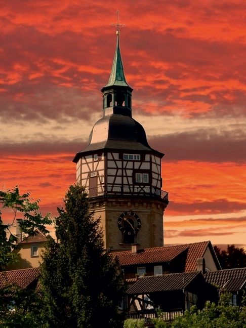 Produktbild: CALVENDO Puzzle Abendstimmung in Backnang (Stadtturm) | 1000 Teile Lege-Gr&ouml;&szlig;e 64x48cm Foto-Puzzle f&uuml;r gl&uuml;ckliche Stunden