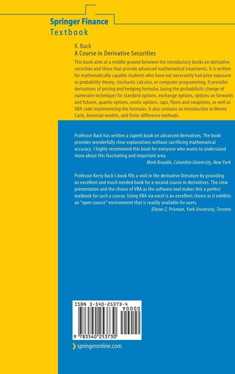 Produktbild: A Course in Derivative Securities
