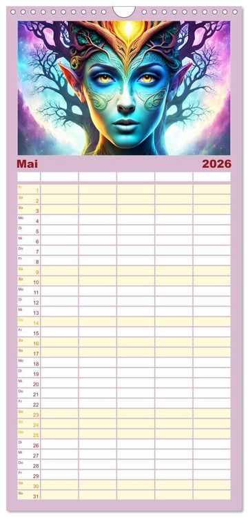 Produktbild: Familienplaner 2026 - Elfen Zauberhafte Fantasiewesen mit 5 Spalten (Wandkalender, 21 x 45 cm) CALVENDO