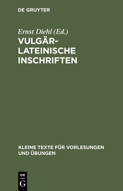 Produktbild: Vulg&auml;rlateinische Inschriften
