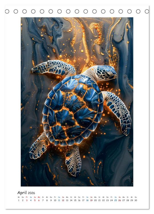 Produktbild: Animalische Mamorkunst (Tischkalender 2026 DIN A5 hoch), CALVENDO Monatskalender