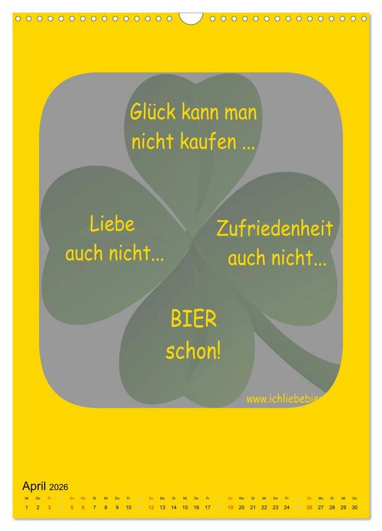 Produktbild: Ich liebe Bier (Wandkalender 2026 DIN A3 hoch), CALVENDO Monatskalender