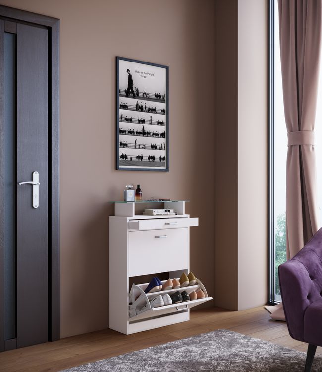 Produktbild: Holz Schuhschrank Schuhkipper Klappen Sipos M