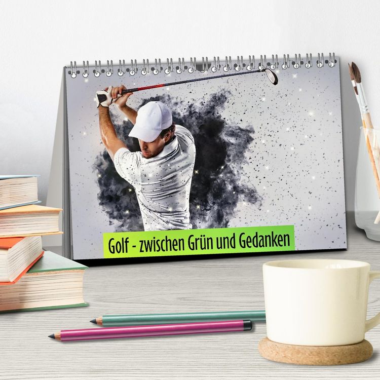 Produktbild: Golf - zwischen Gr&uuml;n und Gedanken (Tischkalender 2027 DIN A5 quer), CALVENDO Monatskalender