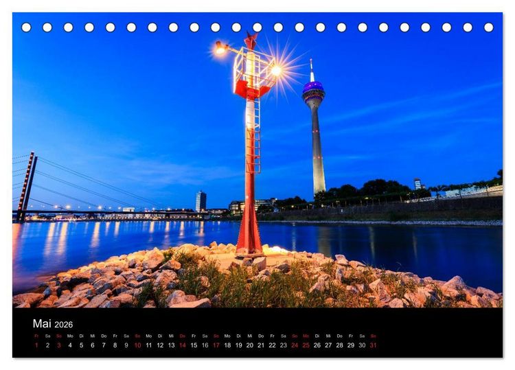 Produktbild: D&uuml;sseldorf bei Nacht (Tischkalender 2026 DIN A5 quer), CALVENDO Monatskalender