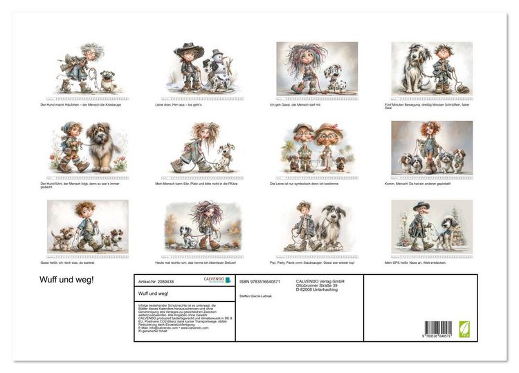 Produktbild: Wuff und weg! (Wandkalender 2026 DIN A2 quer), CALVENDO Monatskalender