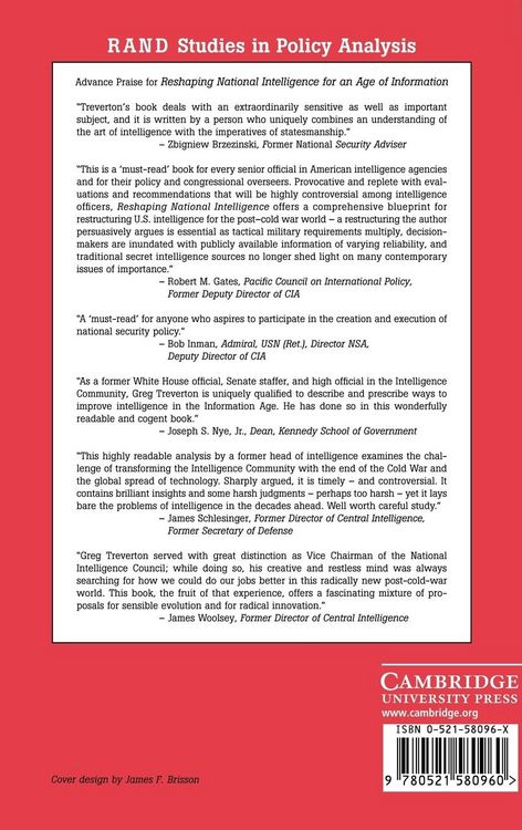 Produktbild: Reshaping National Intelligence for an Age of Information