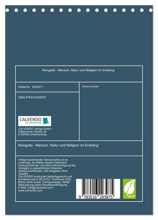 Produktbild: Mongolei - Mensch, Natur und Religion im Einklang (Tischkalender 2026 DIN A5 hoch), CALVENDO Monatskalender