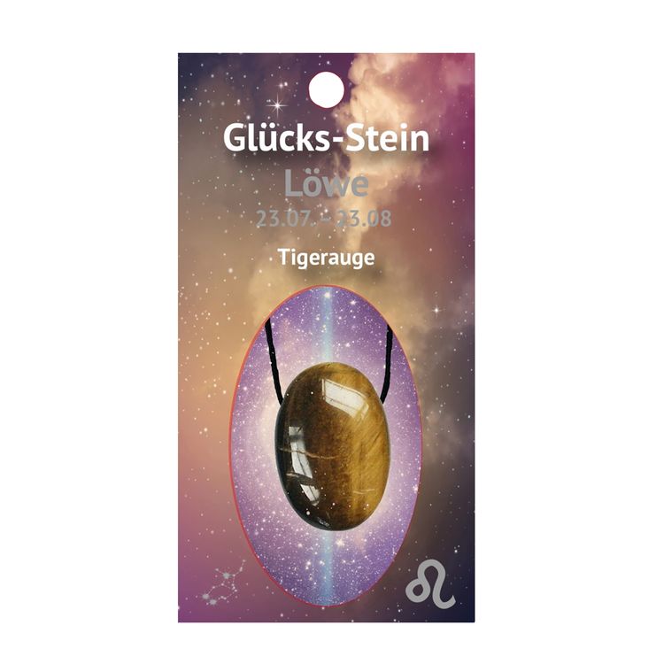 Produktbild: Gl&uuml;cksstein mit Band auf Astrokarte L&ouml;we/Tigerauge