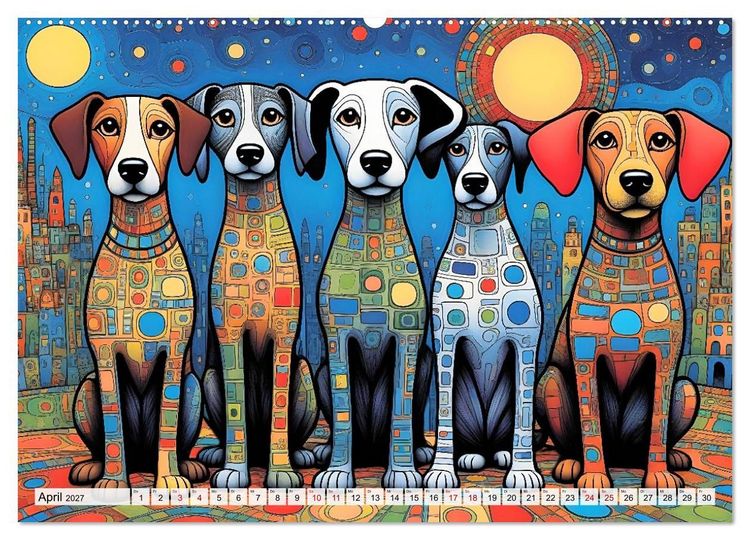 Produktbild: Bunte Hundebande (hochwertiger Premium Wandkalender 2027 DIN A2 quer), Kunstdruck in Hochglanz