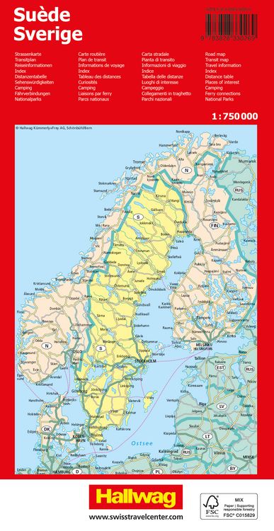 Produktbild: Hallwag Strassenkarte Schweden 1:750.000