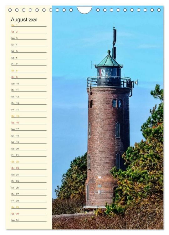 Produktbild: Deutsche Leuchtt&uuml;rme - maritimer Geburtstagsplaner (Wandkalender 2026 DIN A4 hoch), CALVENDO Monatskalender