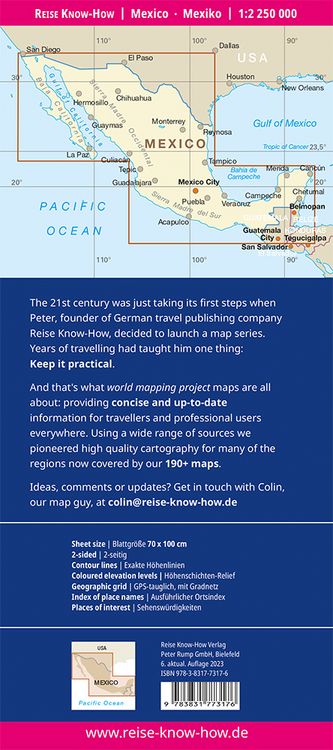 Produktbild: Reise Know-How Landkarte Mexiko / Mexico (1:2.250.000)