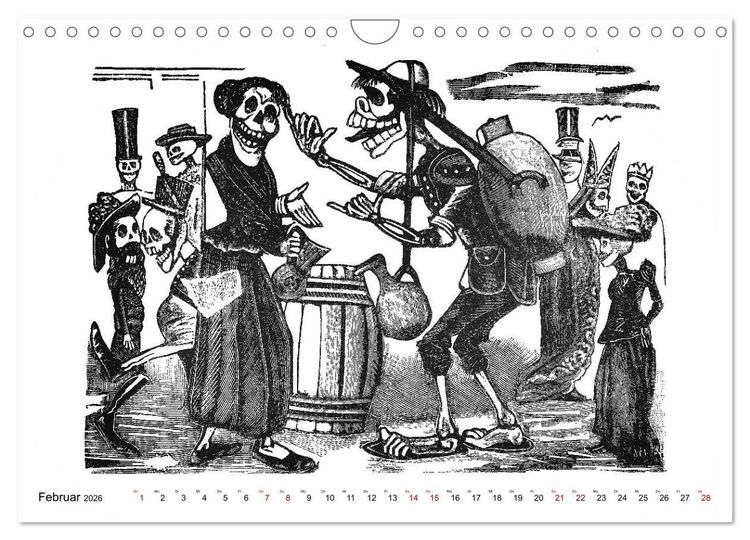 Produktbild: Calaveras - Totenk&ouml;pfe und Skelette (Wandkalender 2026 DIN A4 quer), CALVENDO Monatskalender