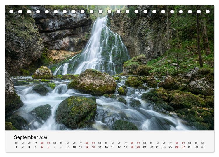 Produktbild: Naturschauspiel Wasserfall: Europas flie&szlig;ende Kunstwerke (Tischkalender 2026 DIN A5 quer), CALVENDO Monatskalender