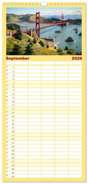 Produktbild: Familienplaner 2026 - Urlaub in Miniatur mit 5 Spalten (Wandkalender, 21 x 45 cm) CALVENDO