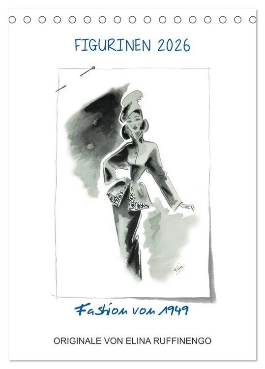 Produktbild: FIGURINEN 2026 - Fashion von 1949 - Originale von Elina Ruffinengo (Tischkalender 2026 DIN A5 hoch), CALVENDO Monatskalender