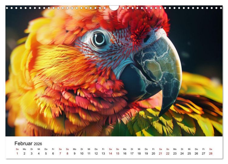 Produktbild: Papageien - Farbenfrohe Paradiesv&ouml;gel (Wandkalender 2026 DIN A3 quer), CALVENDO Monatskalender