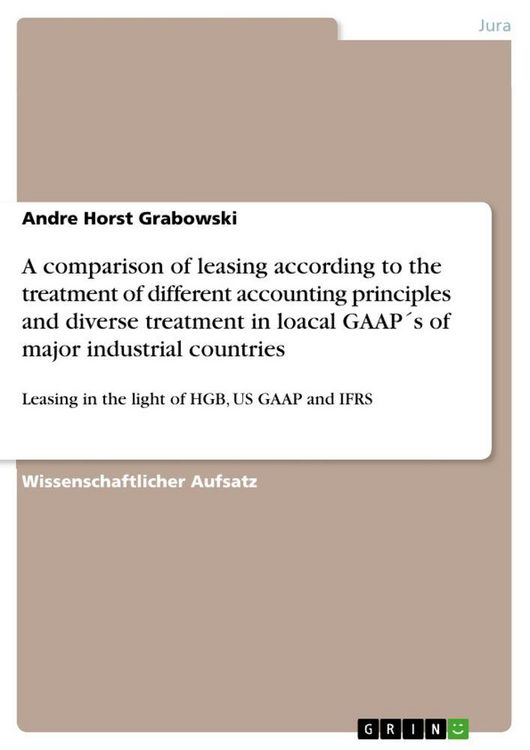 Produktbild: A comparison of leasing according to the treatment of different accounting principles and diverse treatment in loacal GAAP&acute;s of major industrial count