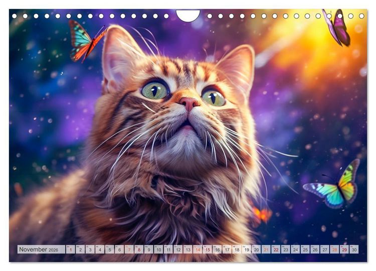 Produktbild: Die Katze und der Schmetterling (Wandkalender 2026 DIN A4 quer), CALVENDO Monatskalender